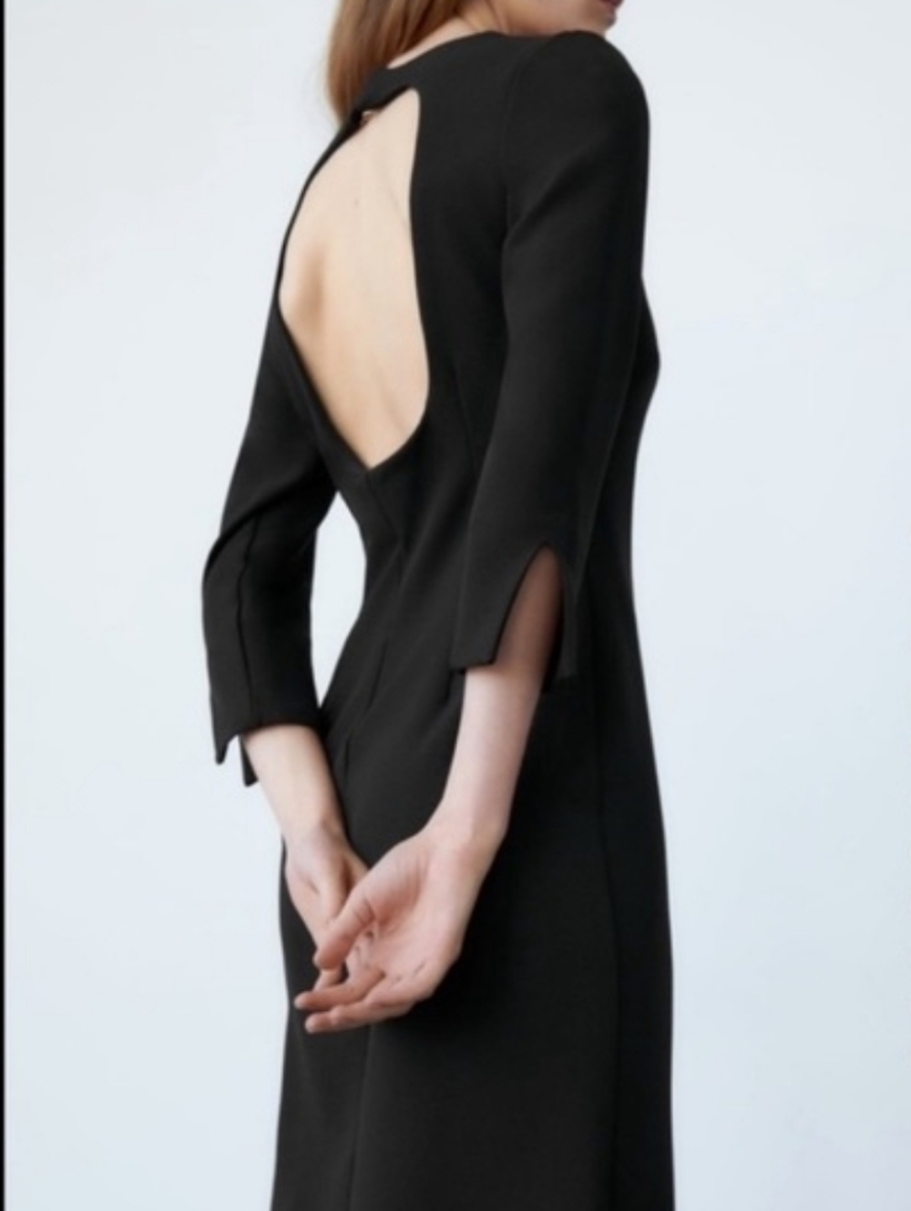 ZARA Black Notch Neck Open Back Midi Dress – Sleek & Sexy Size M - Picture 2 of 12